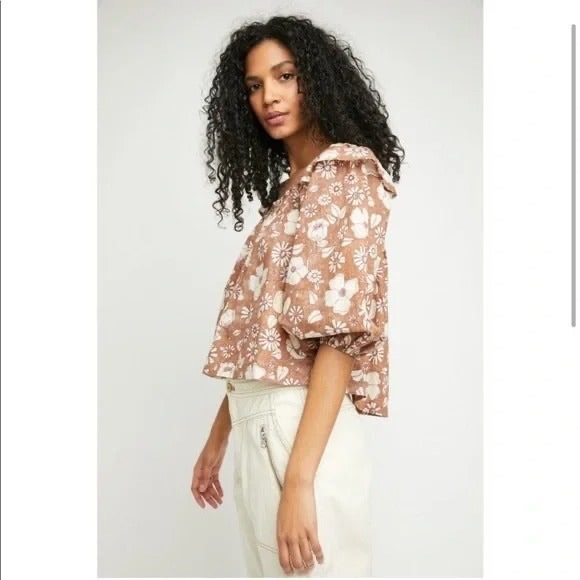 NWT Free People Miss Daisy Ruffle Print Top - Picture 7 of 7